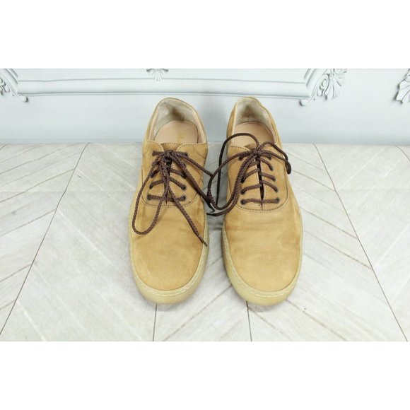 Salvatore Ferragamo Tan Suede Lace Up Low Top Rubber Sole Sneakers 8 B - Picture 5 of 9